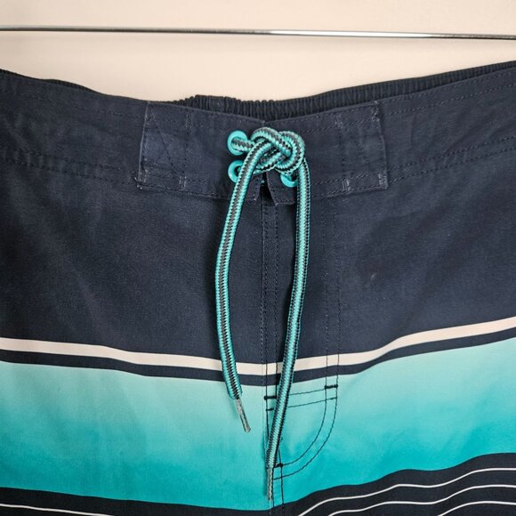 Mens George Swimsuit Trunks Navy Blue Aqua Gray Drawstring Waist Size L 36-38 - Picture 5 of 9